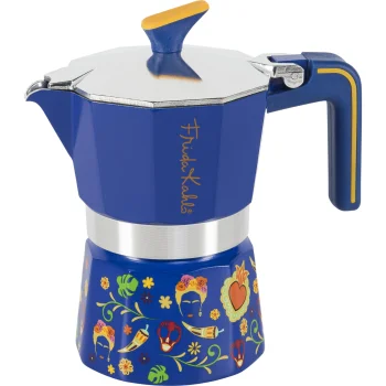 Pedrini 02CF153 Frida Kahlo Edition Moka kafijas kanna, 3 tases, zila