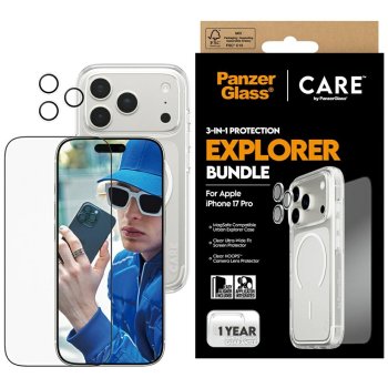CARE by PanzerGlass Flagship Explorer 3‑in‑1 maciņa, stikla un lēcas aizsardzības komplekts iPhone 17 Pro |...