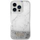 Guess iPhone 14 Pro vāciņš Liquid Glitter Marble, balts