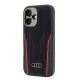 Audi Genuine Leather MagSafe vāciņš iPhone 16, melns/sarkans