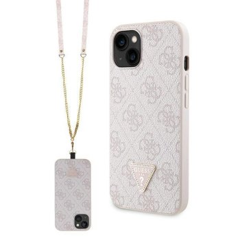 Guess iPhone 14 Pro Max vāciņš Crossbody 4G Metal Logo, rozā