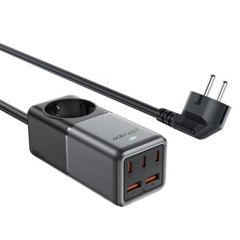 Acefast Z2 GaN 75W PD galda lādētājs 3x USB-C 2x USB-A – melni pelēks