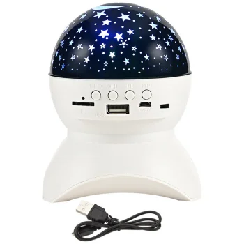 Проектор звездного неба и ночник с Bluetooth-динамиком и USB, белый