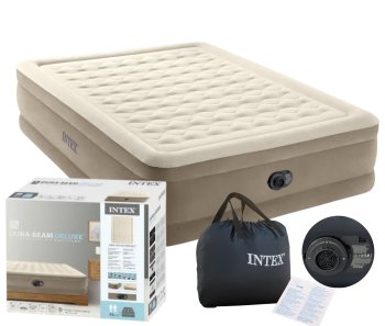 Intex 64428Nd Airbed with Built-in Pump, 203x152x46 cm, Grey/Beige