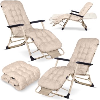 Sofotel Chillwell Folding Garden Sun Lounger with Cushion, Set of 2, Beige