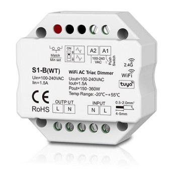 Умный AC Triac Диммер S1-B(WT) Tuya Wi-Fi RF Push-Dimm