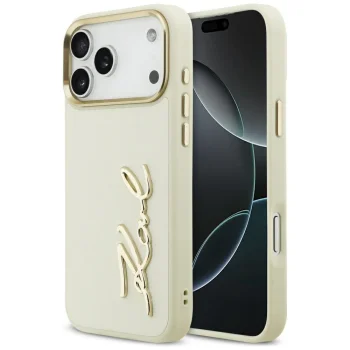 Karl Lagerfeld 'Karl Script' logo vāciņš iPhone 17 Pro Max — bēšs | Phone Case Cover