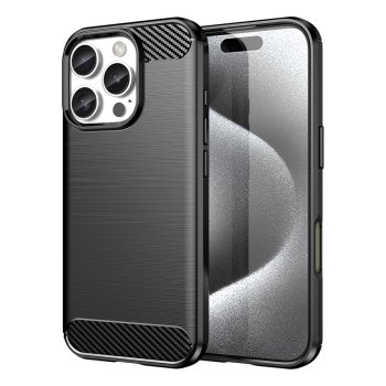 Carbon Case iPhone 16 Pro Max silikona maciņš - melns | Phone Cover Silicone Black