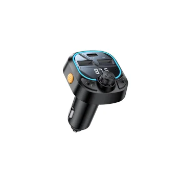 Auto FM Modulators Yesido Y70, 15W Bluetooth 5.3 Lādētājs ar USB-C un 2x USB-A, Melns