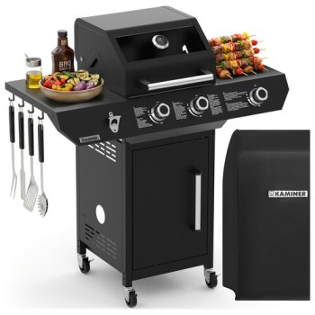 Kaminer Varen Black 3.0 Gas Grill 2+1 10kW with Cover and Rotisserie