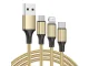 3-in-1 USB Charging Cable Type-C / Micro USB / Lightning 1.2m 2.1A, Gold