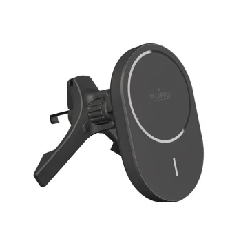 Puro automašīnas turētājs ar Qi2 bezvadu lādētāju, MagSafe saderīgs, melns