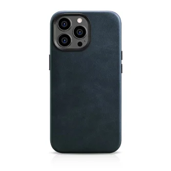 iCarer Oil Wax Premium ādas maks iPhone 14 Pro Max ar MagSafe, tumši zils (WMI14220704-BU) | Leather Case Magnetic...