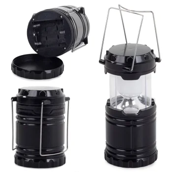 Foldable LED camping lantern, portable tent light, black
