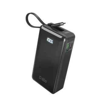 Внешний аккумулятор Sbs 10000 mAh 20W со встроенным кабелем USB-C, черный
