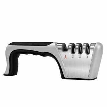 4 pakāpju manuālais nažu un šķēru asinātājs, pelēks