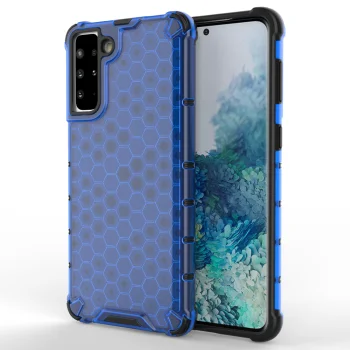 Triecienizturīgs vāciņš Samsung Galaxy S22+ (S22 Plus) Honeycomb ar TPU rāmi, zils
