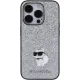 Чехол Karl Lagerfeld Glitter Choupette Logo для iPhone 15 Pro, серебристый