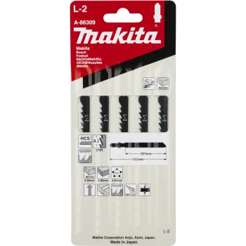 Пилки для лобзика Makita L-2 A-86309 по дереву и пластику, 5 шт.