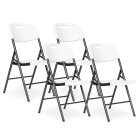 Set of 4 Folding Catering Chairs HDPE Metal Frame MultiGarden, White