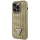 Guess iPhone 14 Pro vāciņš Rhinestone Triangle, zelta