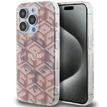 Чехол Guess для iPhone 15 Pro Max IML GCube MagSafe, розовый