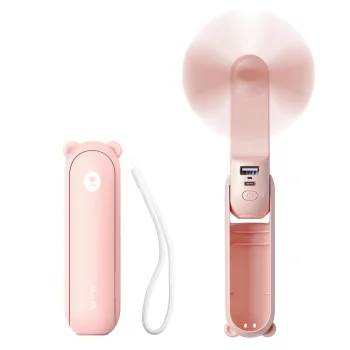 Pārnēsājams rokas ventilators Jisulife Handheld Fan Life8 2000 mAh ar lukturīti, rozā