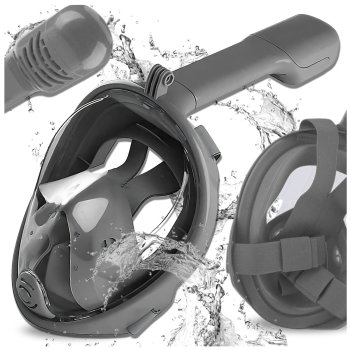 Bakalu Full Face Snorkeling Mask L/XL with GoPro Mount, Grey