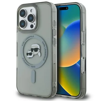 Чехол Karl Lagerfeld IML Metal Karl&Choupette Head MagSafe для iPhone 16 Pro Max, черный