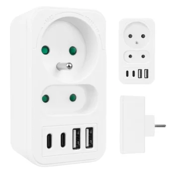Разветвитель розеток Maclean MCE249 F/W, 2 розетки, 2x USB-A, 2x USB-C PD 20W, белый
