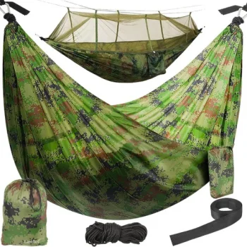 Gardlov Santiago Army tūristu šūpuļtīkls ar moskītu tīklu 260x140cm Kamuflāža