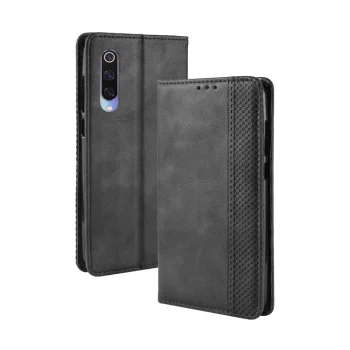 Xiaomi Mi 9 Lite / CC9 / CC9mt Vintage Style Magnetic Leather Wallet Case Cover, Black | Telefona Vāciņš Maciņš...