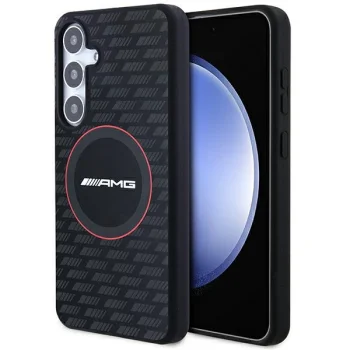 Mercedes AMG Samsung Galaxy S24 vāciņš Silicone Carbon Pattern MagSafe, melns