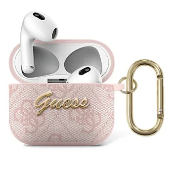 Guess AirPods 3 maciņš 4G Script Metal Collection, rozā