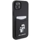 Karl Lagerfeld iPhone 15 vāciņš Saffiano Cardslot Karl&Choupette, melns