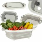 4-in-1 Collapsible Cutting Board with Sink, Camping Dish Tub with Drain Plug 5.5L