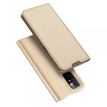 Xiaomi Redmi 10 DUX DUCIS Skin Pro Auto-absorbed Leather Cell Phone Case Cover, Gold | Telefona Vāciņš Maciņš Apvalks Grāmatiņa