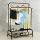 Double Rod Garment Rack U1i Metal Clothes Rack with Shoe Shelf Freestanding Organizer