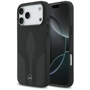 Чехол Mercedes для iPhone 17 Pro Max Leather The Move MagSafe, черный