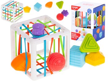 Flexible cube sorter toy plug-in square