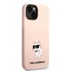 Силиконовый чехол Karl Lagerfeld для iPhone 14 Plus с иконкой Choupette Розовый