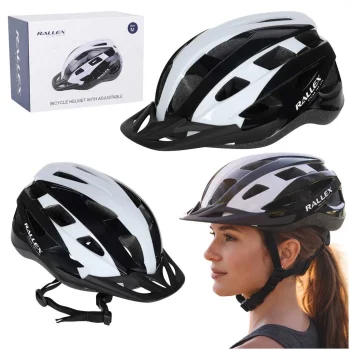 Ikonka Rallex velo ķivere, regulējama, melna/balta, M (54-58 cm)