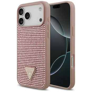 Guess Rhinestone Triangle Logo vāciņš iPhone 17 Pro Max, Rozā