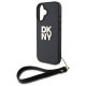 DKNY iPhone 16 Case Wrist Strap Stock Logo, Black
