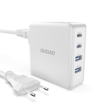 GaN 100W ātra sienas lādētājs 2 x USB-C / 2 x USB Dudao A100EU - balts