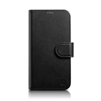 iCarer atverams ādas maciņš iPhone 14 Plus 2in1 ar RFID aizsardzību, melns (WMI14220727-BK)