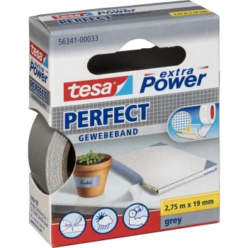 Tesa auduma līmlente extra Power Perfect 2,75 m x 19 mm, pelēka (56341)