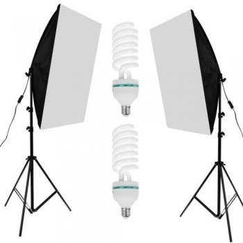 Foto un video pastāvīgā gaisma, softbokss ar statīvu, E27 spuldze, 70x50cm, 2 gab. komplekts | Softbox with Tripod
