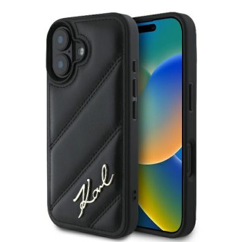 Apple iPhone 16 Plus 6.7" Karl Lagerfeld Quilted Signature Case Cover, Black | Telefona Maciņš Vāks Apvalks Bampers