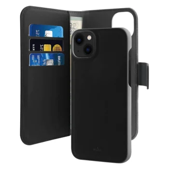 Puro Wallet Noņemams MagSafe 2-in-1 eko ādas futrālis ar atloku un maku iPhone 14 / 13 - melns | Detachable...